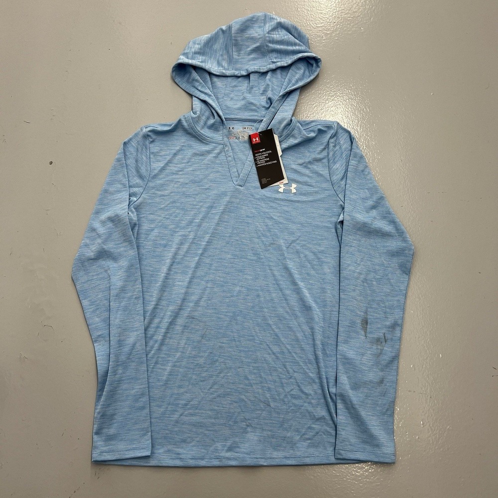 Under Armour Heatgear Light Blue Lightweight Loose Hoodie Womens Size Small